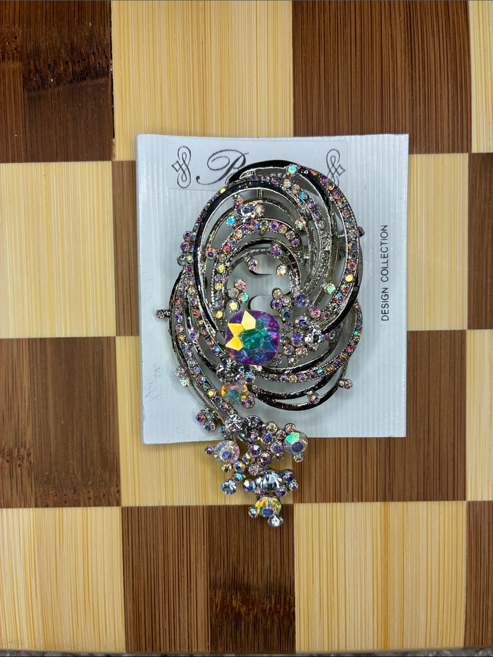 Crystal Aurora Multicolor Statement Brooch -